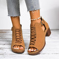 plus size  summer new chunky heel high heel roman peep-toe cutout buckle strap sandals, size 43,