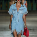 denim dress women's summerhigh waist skirt new arrivalretrostraight-legloosecasual medium long