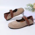 Export spring autumnew arrival suede soft leather mary jane shoes women's easiest for match soft bottom two-wear velcroflatsflats
