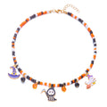 Halloween necklace wholesale fashion funny pumpkin ghost cat pendant horror contrast color rice beads string clavicle chain