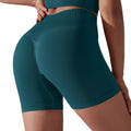 fashion seamless pure colorhigh waist hip lifting tight high elastic yoga shorts sports running fitness three-quarter pants for women