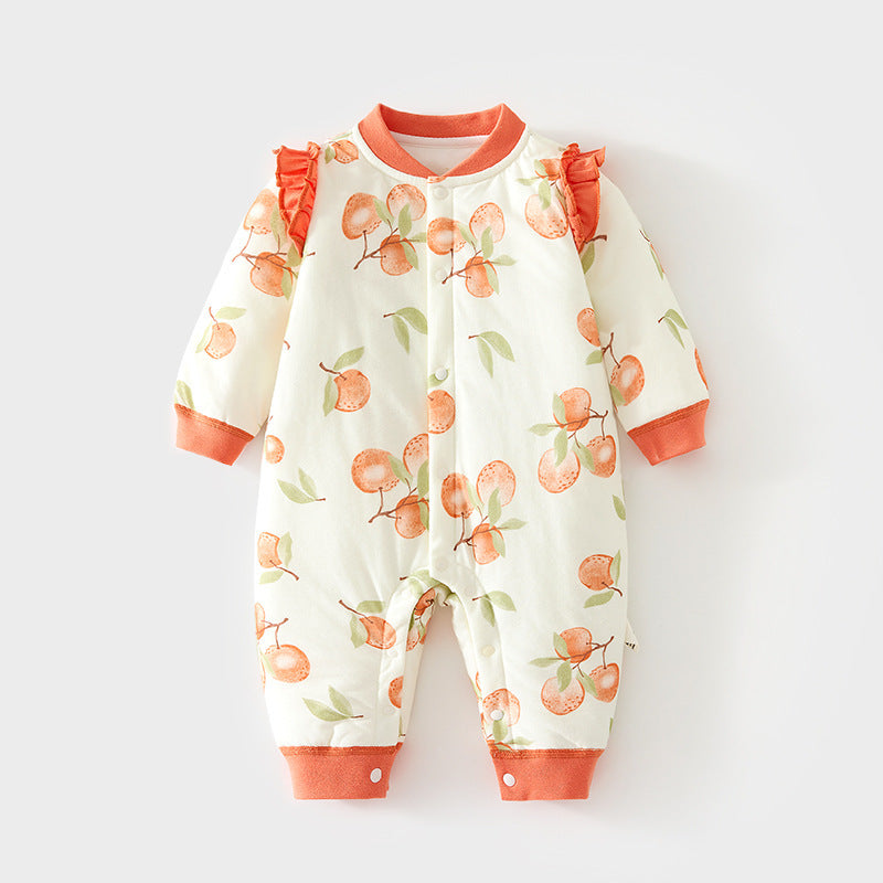 Babibele baby cotton-padded romper, quilted autumn/winter bodysuit, seamless onesie, lightweight cotton, thickened, snap-crotch crawling suit for infants and toddlers