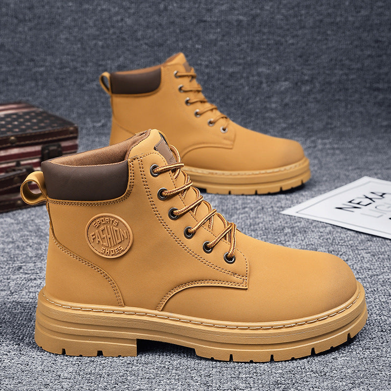 Boots men's high-top fleece-linedheattechwinterworkwear boots british style short boots k-stylewaterproof boots men's trendy shoes