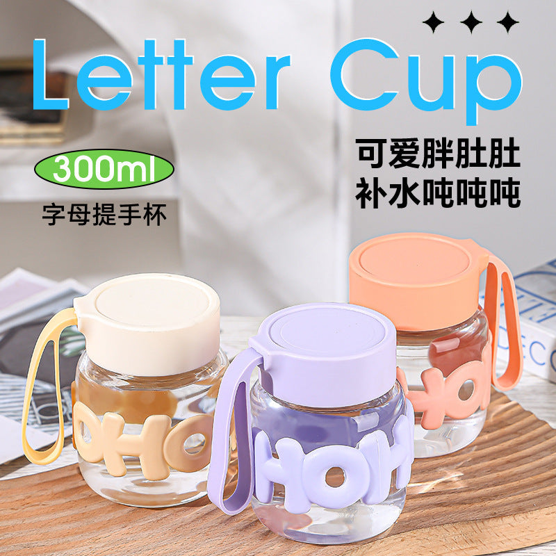Letter internet celebrity fat cup glass ins style female high-looking easy to carry water cup mini small gift cup