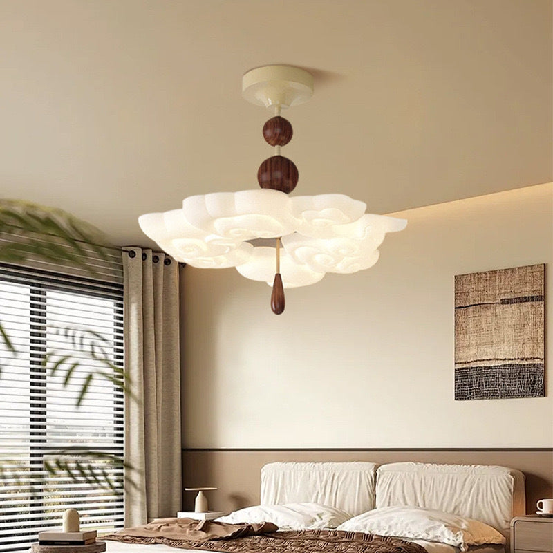 Medieval Cream Style Advanced Atmosphere Room Lighting Designer Creative Walnut Pattern Bedroom Light Xiangyun Chandelier