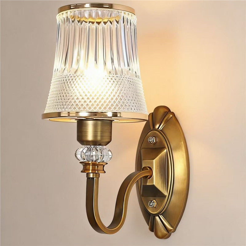 Single head bronze wall room american wall lamp bedroom modern retro european light luxury bedside lamp living room background wall