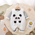 Newborn baby clothes autumn winter casual cartoon cotton-padded romper, super cute fleece-lined cotton two-piece set for baby boys