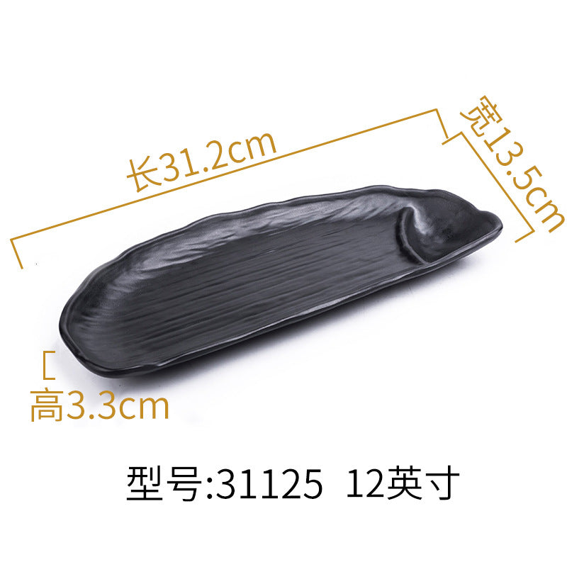 Melamine black tableware plastic dish imitation porcelain dinner plate cold dish plate barbecue hot pot plate barbecue restaurant plate commercial