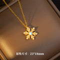 [titanium steel] k-stylefashion snowflake necklace earrings cold and simple pendant light luxury classy sense collarbone chain jewelry