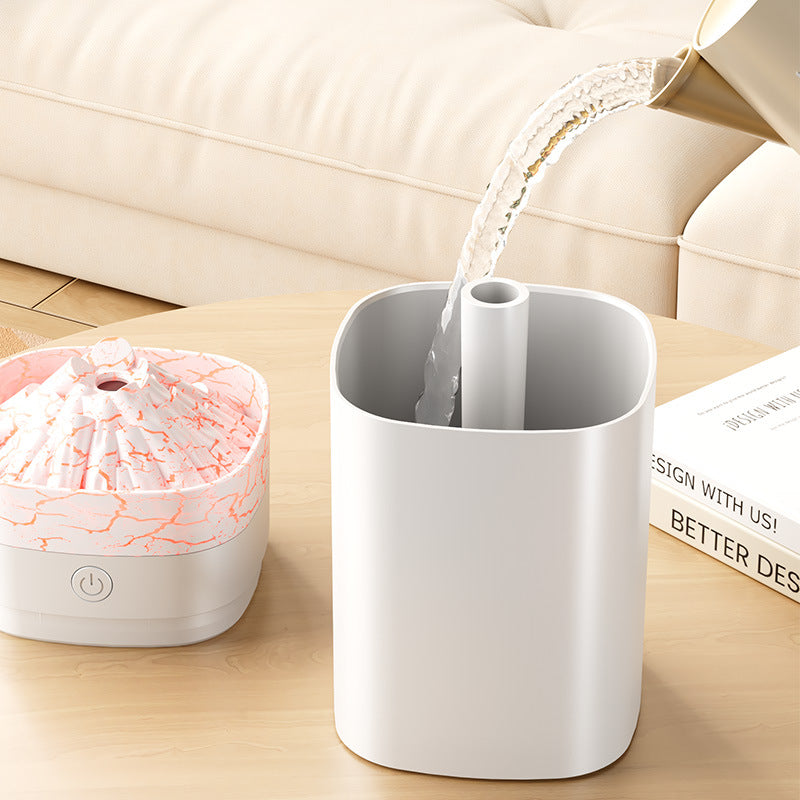 New volcano humidifier - desktop ambient light, large capacity, usb powered, silent mist maker for bedroom hydration