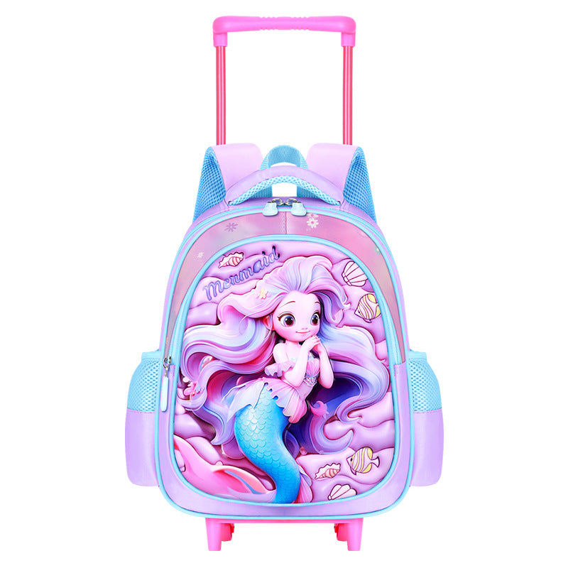 2026 new 3d dinosaur kindergarten trolley backpack - large capacity, lightweight, and easy-push cart backpack