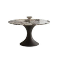 French retro baccarat marble round dining table - new 2025 small apartment home cream style solid wood round table