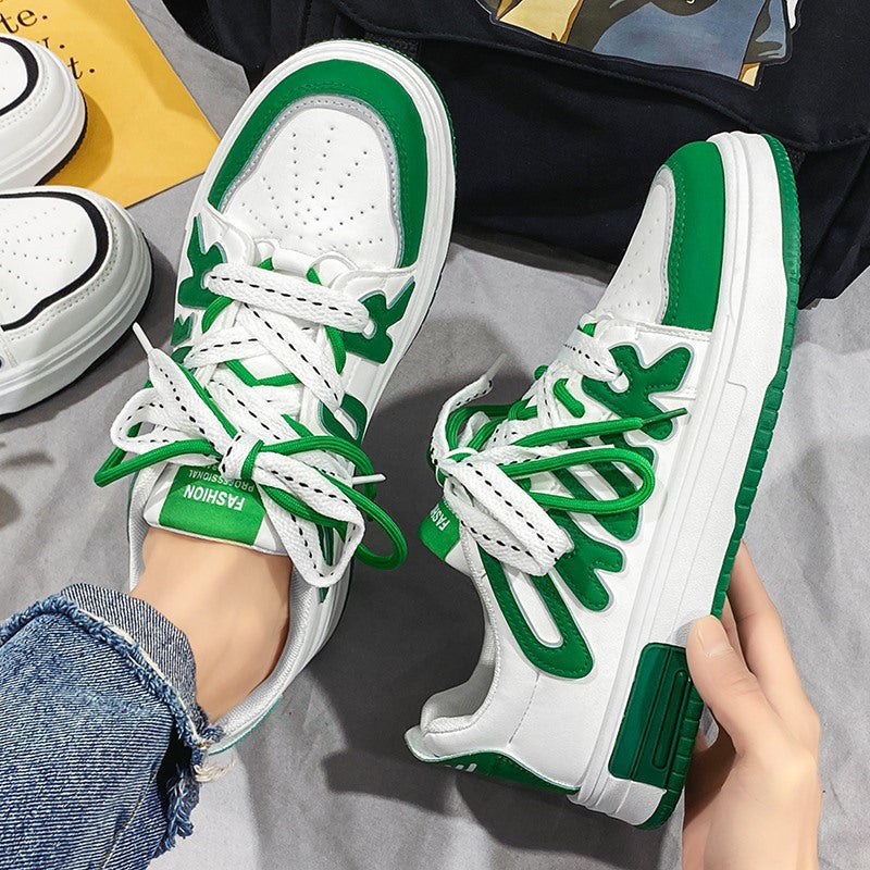 Spring & fall men's shoes 2025new arrivaltrendyeasiest for match hong kong style casual flat shoes youth heightening sports white trendy shoes
