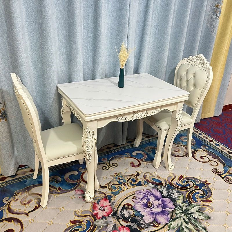 Dining table for home, small apartments, minimalist modern glass and solid wood folding rectangular dining table, european style dining table and chair set