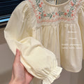 Pre-order: girls' autumn embroidered floral long-sleeve shirt - korean style casual outerwear for baby girls and children