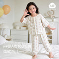 Baby pajamas gauze pure cotton spring summer thin baby air conditioning home clothes separatestwo-piece set men's and women's children