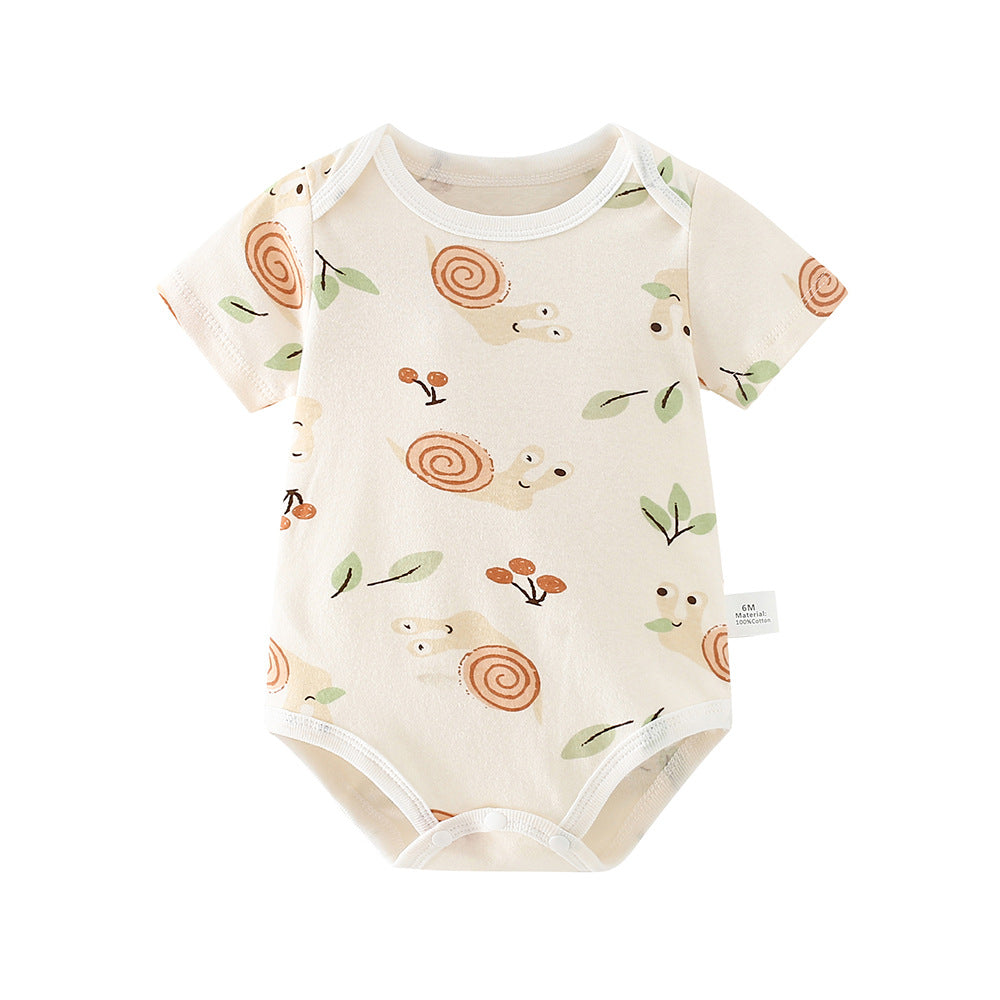Baby romper - 100% cotton, lightweight summer style - newborn bodysuit, short-sleeve onesie, open-back design for summer
