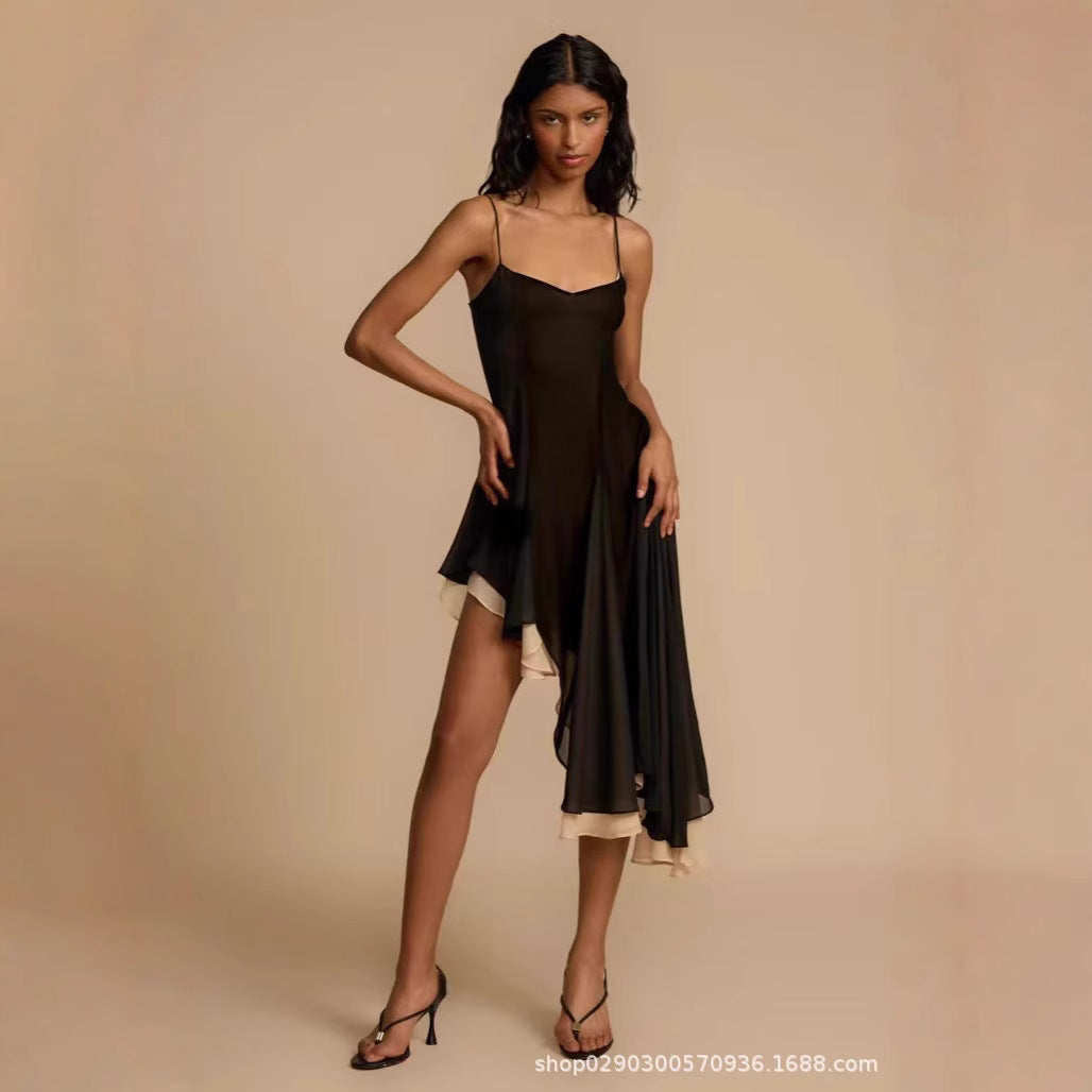 SDM140  women's clothing high-end goods thin black suspender big skirt dress first-hand wholesale supply Dress