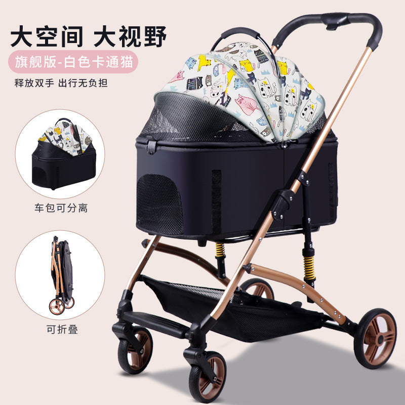 Pet stroller for dogs and cats - portable, foldable, lightweight, and large capacity cat carrier for small to medium breeds