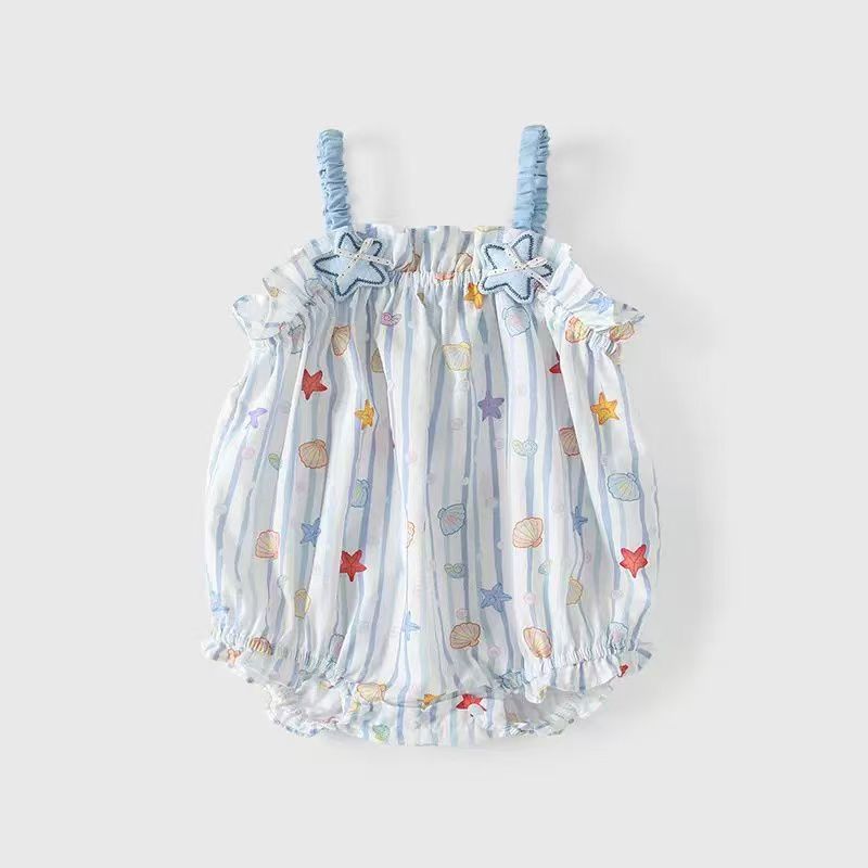 Summer rompersweet baby outwear suspender baby girl sleeveless bag butt cute triangle romper bag butt summer