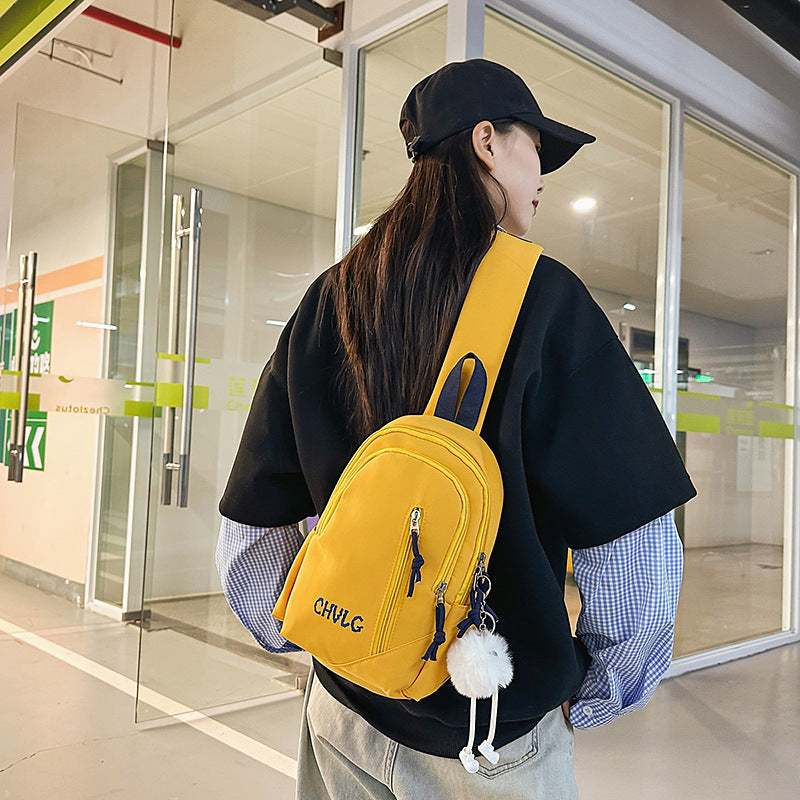 Cross-border 2025 new men's and women's outdoor fashion breast bag large capacity lightweight shoulder bag Oxford cloth casual messenger bag