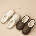 Classy pleated cotton slippers for men, home and outdoor wear, fleece-linedheattechstuffedretro cotton slippers, toe-cap half slippers for winter