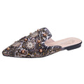 European station 2024 spring/summer new sexy printed rhinestone studded pearl pointed toe closed-toe thong sandals