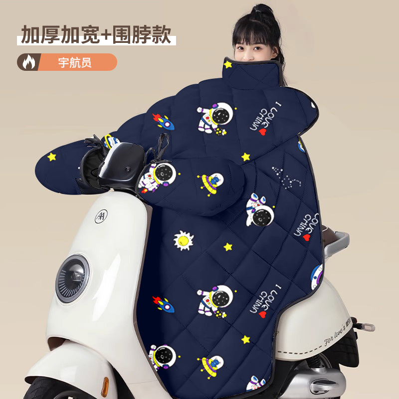 Electric vehicle battery car windshield quilt fleece-linedthickened plus size winter motorcycle cover waterproof cold cover waterproofthickened