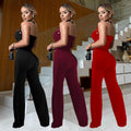 C7327 cross-border   fashion women's sexy bandeau top and eyelet metal buckle pants set