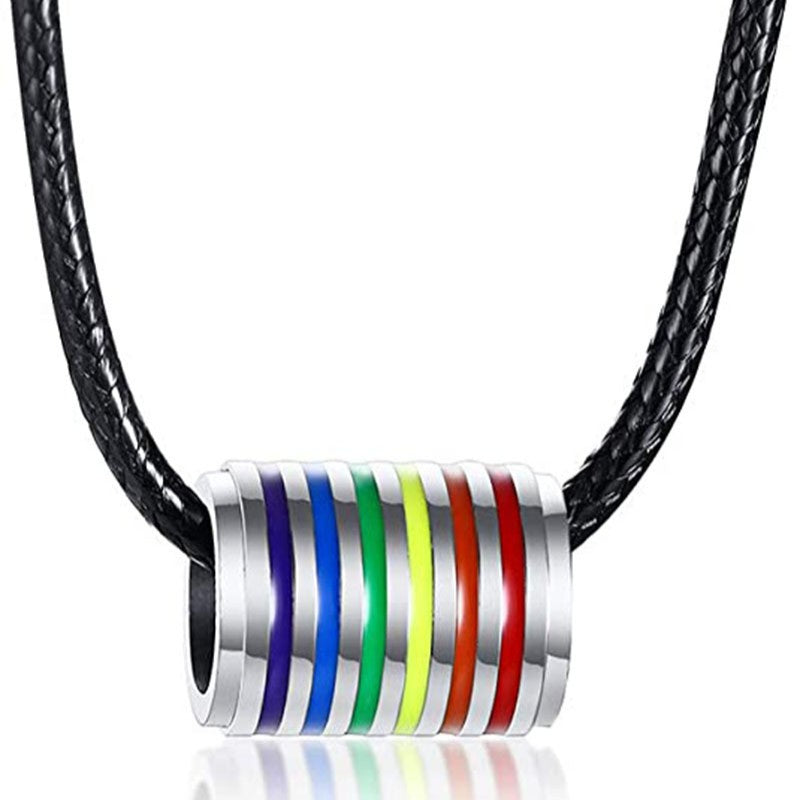 supply necklace stainless steel colorful cylindrical roller titanium steel pendant same-sex couple chain