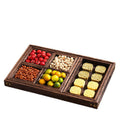 Wooden tray for tea brewing, dried fruit, afternoon tea snacks, and dim sum – original paulownia wood chinese-style multi-compartment tea tray