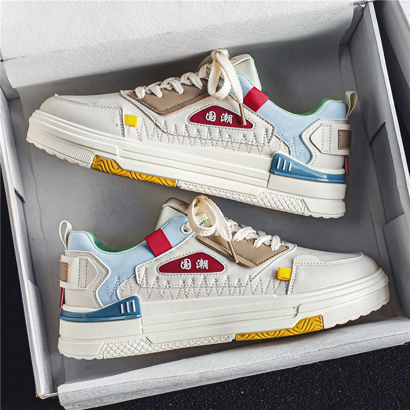 Men's shoes 2025 spring new arrival: trendy chinese style white sneakers - versatile, breathable, durable, and casual skate shoes for students