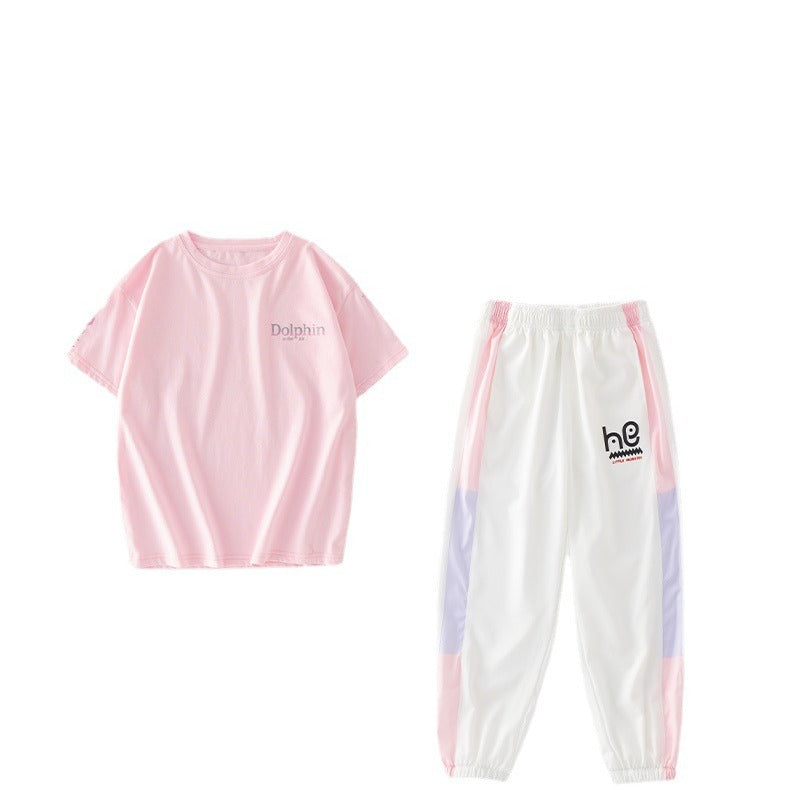Girls' activewear set -  new stylish kids' fashionable trendy short sleeve casual summer outfit for girls (mid to big kids)