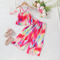 summer new arrival: sweet & fresh e-commerce style girls' two-piece set - camisole top & pleated pants