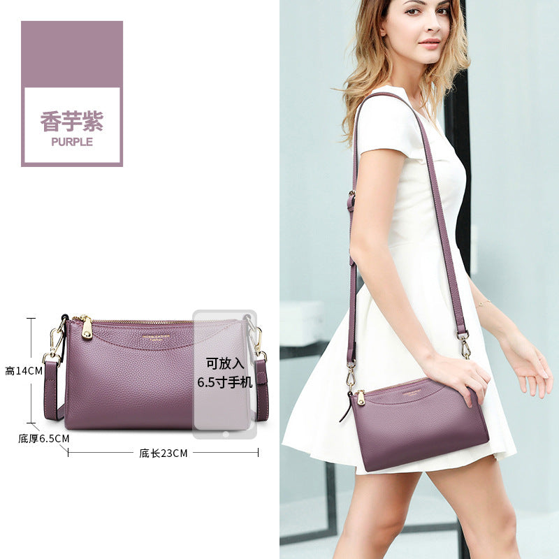 Crossbody bag women's 2025 new small bag, genuine leather women's bag, fashionable and simple large-capacity mother casual cowhide shoulder bag