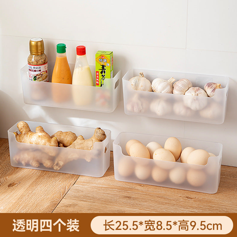 Kitchen Onion, Ginger, Garlic Storage Box Plastic Transparent Non-punching Wall-mounted Storage Box Multifunctional Sundries Sink Shelf
