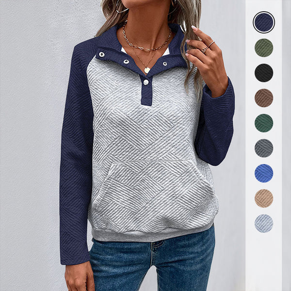popular European and American multi-color hot-selling sweater  casual simple wind pullover color matching POLO neck sweater women