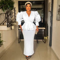 Fashion cross-border women's plus sizev neckdress african  fashion banquet dress high waist hip cover skirt
