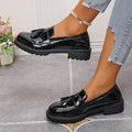 Wholesale women's plus size spring/autumn new british style chunky sole leather loafers with tassel detail - slip-on flats