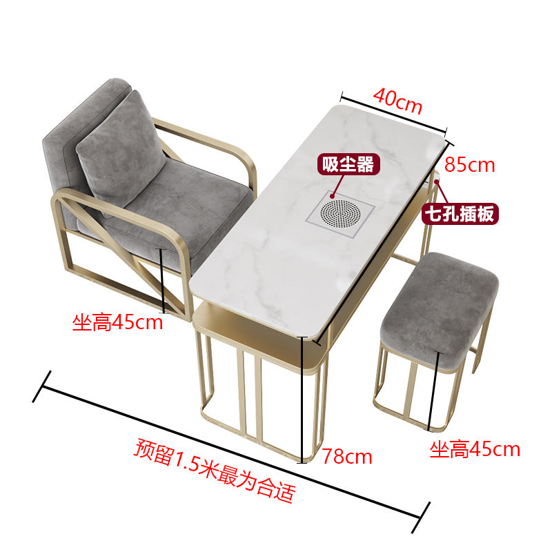 Widened 45cm marble nail table and chair set - special offer! economical single/double, light luxury, multi-functional, odorless, carbon steel with baked enamel finish