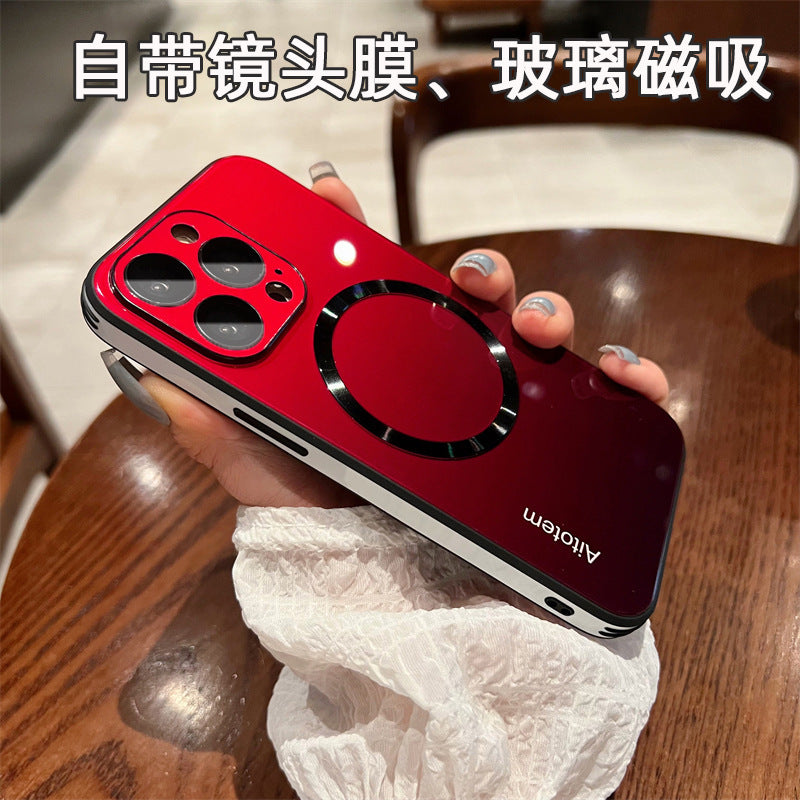 Suitable for iphone16promax gradient glass magnetic mate70 mobile phone case apple 15 lens film all-inclusive
