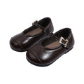 Vancahao girls' black leather shoes,  spring/autumn new korean style, kids' fashionable flats, toddler shoes