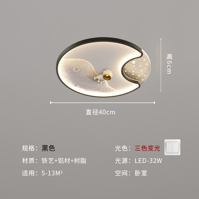 Children's room eye protection full spectrum astronaut ceiling light, boys and girls bedroom room warm lighting LED lamps