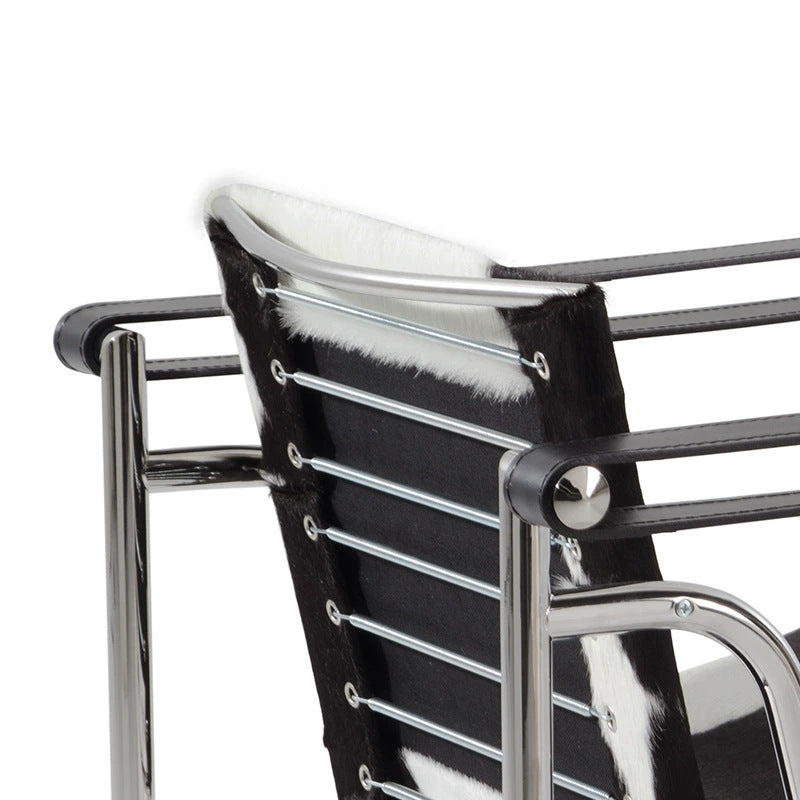 Lc1 bauhaus-inspired mid-century modern designer accent chair - minimalist stainless steel single sofa for small spaces