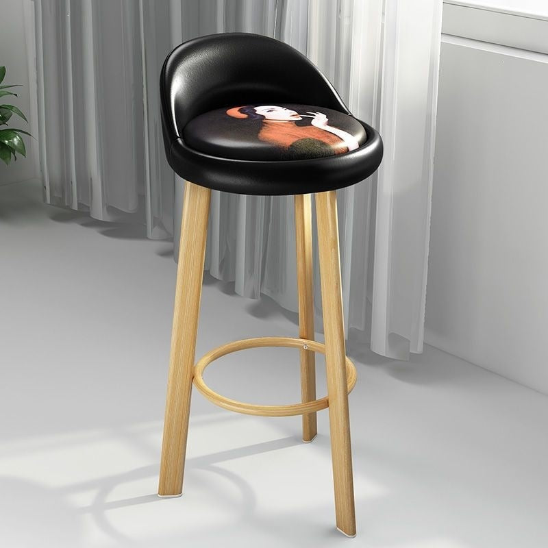 Bar stool, light luxury modern minimalist design, backrest included, bar-specific chair, high stool for home use, bar chair, solid wood