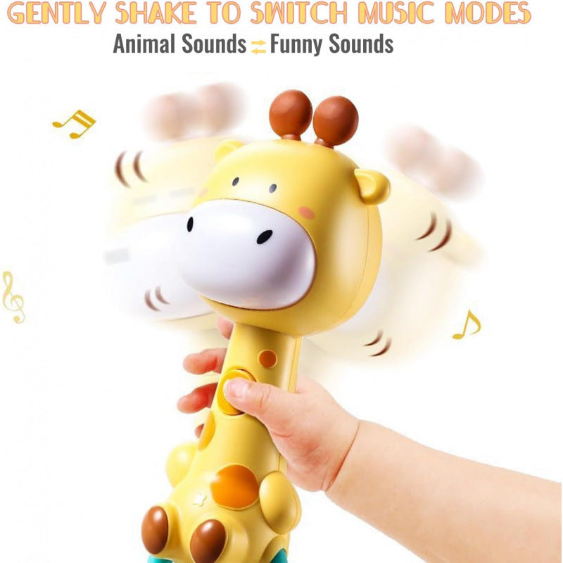 Cross-border  baby soft glue rattle cartoon toothpaste rhythm stick hand grab soothing BB stick light music toy