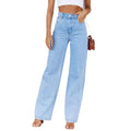 women's jeans:   hot-selling european and american style elegant commute wide-leg jeans, washed stretch denim
