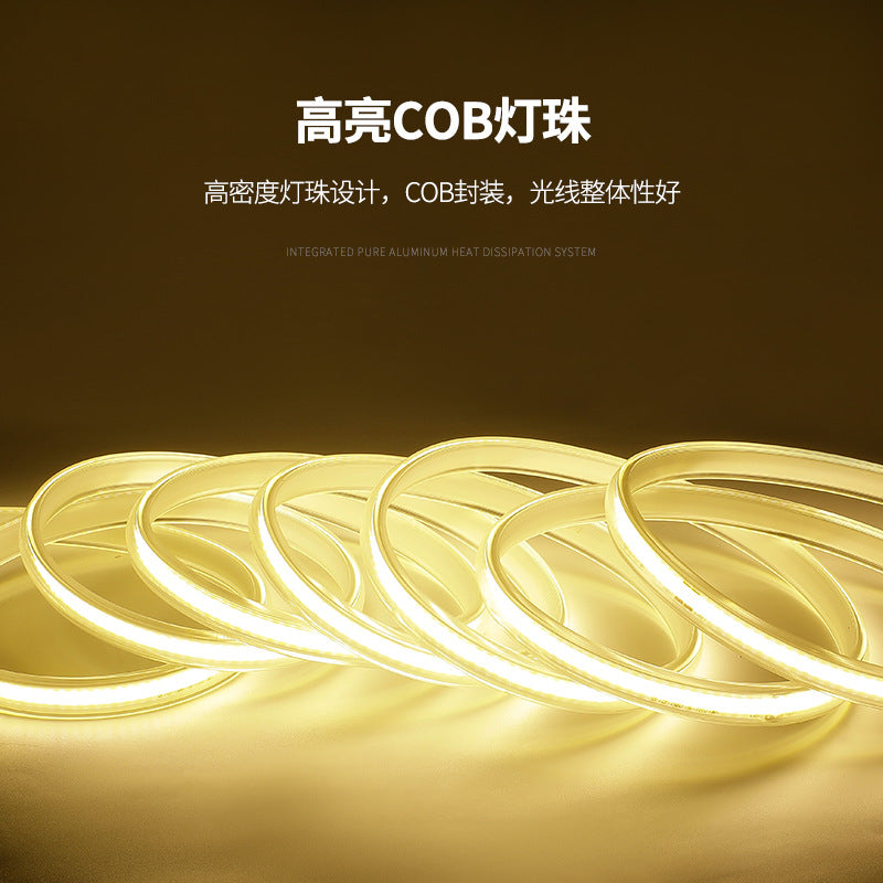 COB light strip 220V outdoor waterproof light strip lighting without wire 2835 double row adhesive high pressure light strip