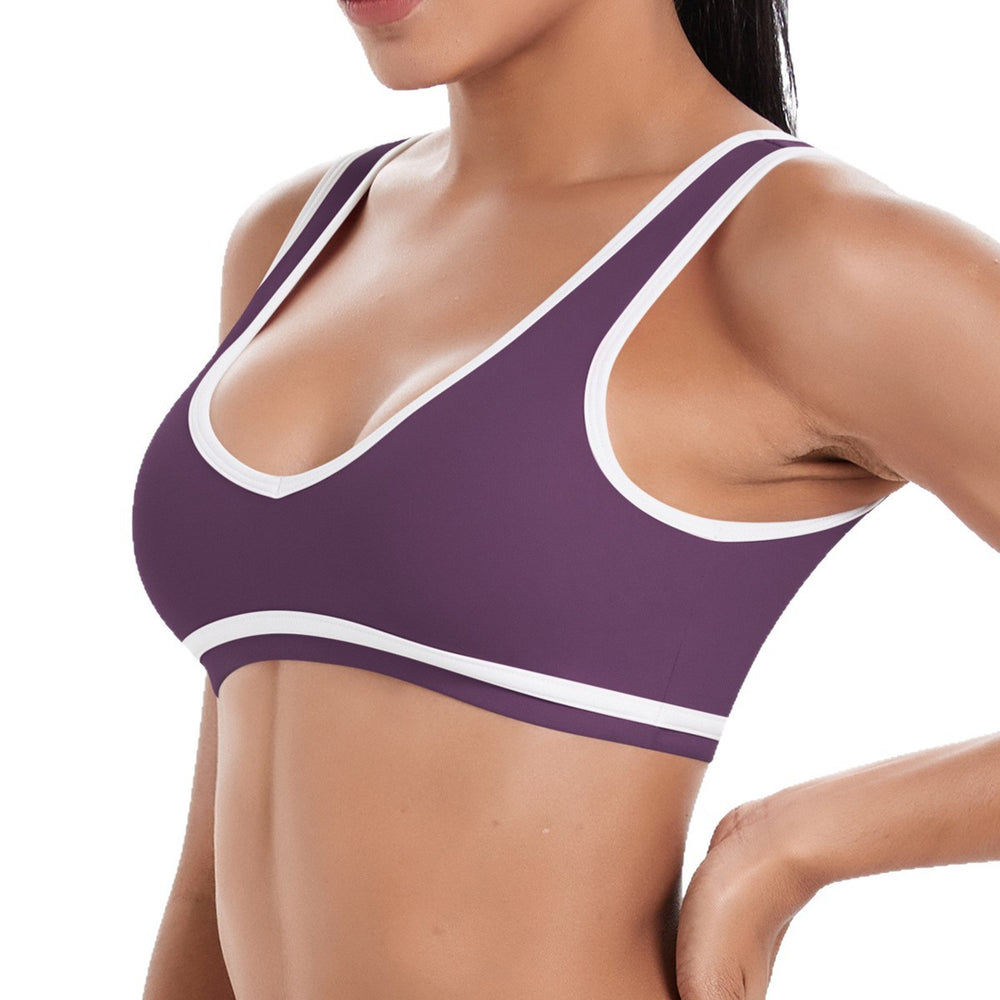 New arrival cross-border double-sided brushed color matching tight breathable beautiful back sports bra running fitness yoga weartops women