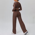 New arrival: solid color double-sided brushed microfiber seamless wide-leg activewear set - perfect for running, yoga, and fitness